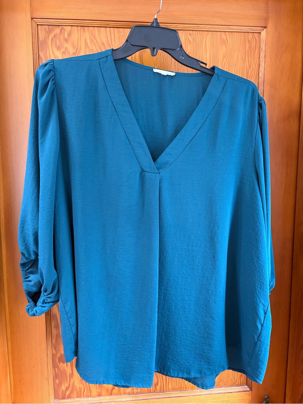 Maurices Teal V-Neck Long Sleeve Blouse